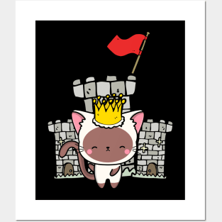 Funny white cat is the king of the castle Posters and Art